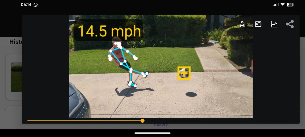 Direct app - ball speed overlay with pose tracking
